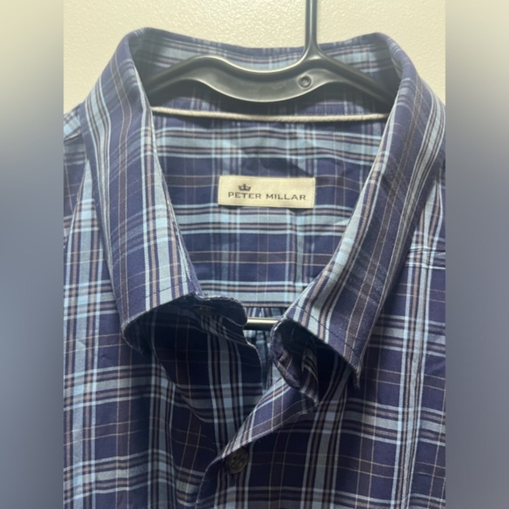Peter Millar Plaid Shirt Size XL Men's Long Sleeve Button Up 100% Cotton Golf - Picture 4 of 6